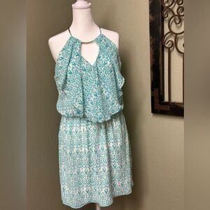 Bisou Bisou Michele Bohbot sleeveless ruffle vneck mini dress